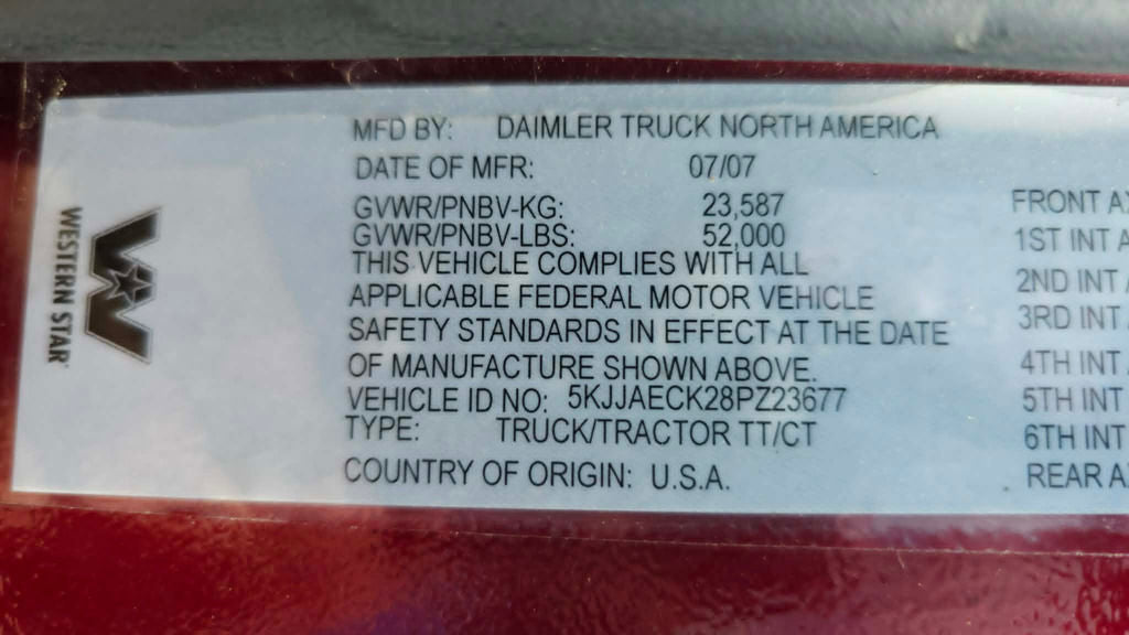 2008 Crimson Western Star Miller