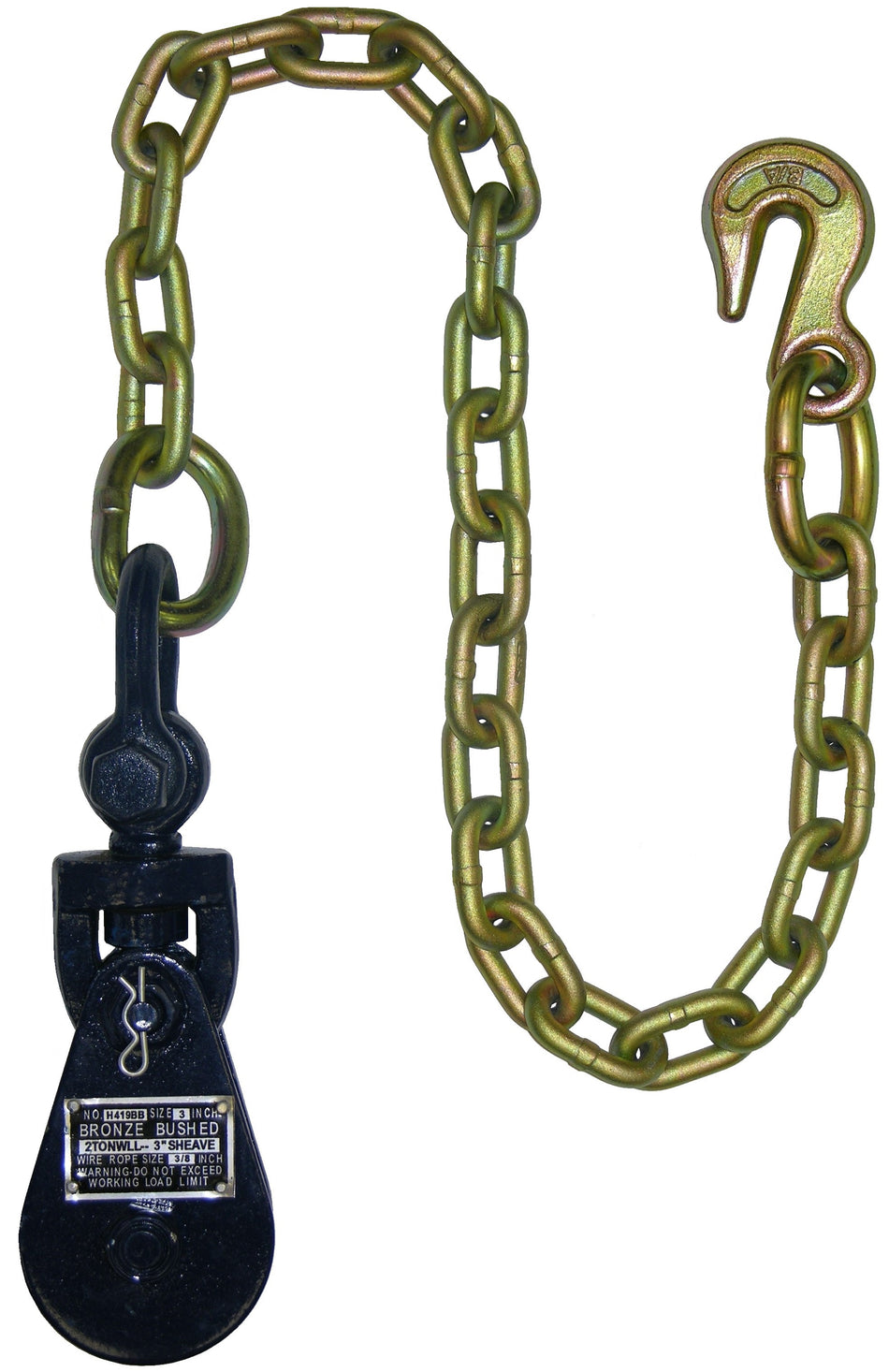 2T;3"SHACKLE BLCK W/CHN
