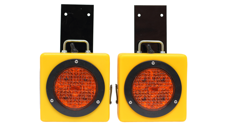 Pair Of Self Contained Rechargeable 4" Round Amber