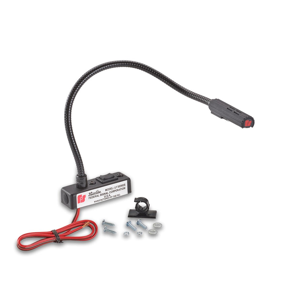 Littlite LED Gooseneck Lamp - Horizontal Mount, 12-inch, White LED, ON/OFF Switch Control, Wired Base