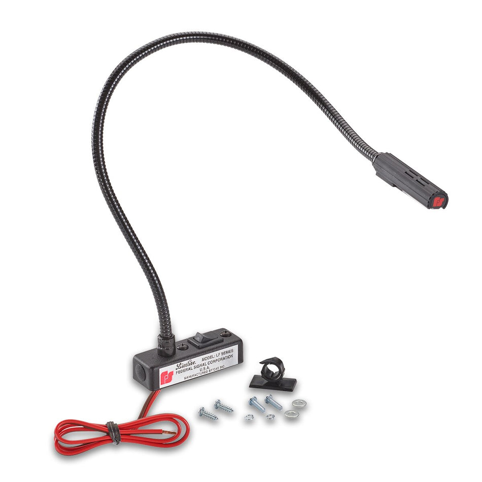 Littlite LED Gooseneck Lamp - Horizontal Mount, 18-inch, White LED, ON/OFF Switch Control, Wired Base