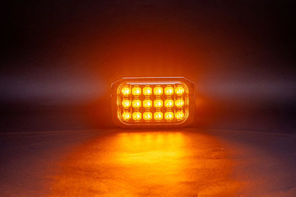 SafeAll 6x4 Red/ Amber warning light with chrome bezel included