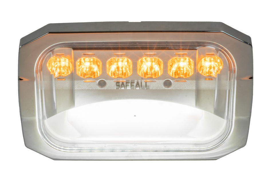 SafeAll 6x4 Amber/ White Work Light with chrome bezel included