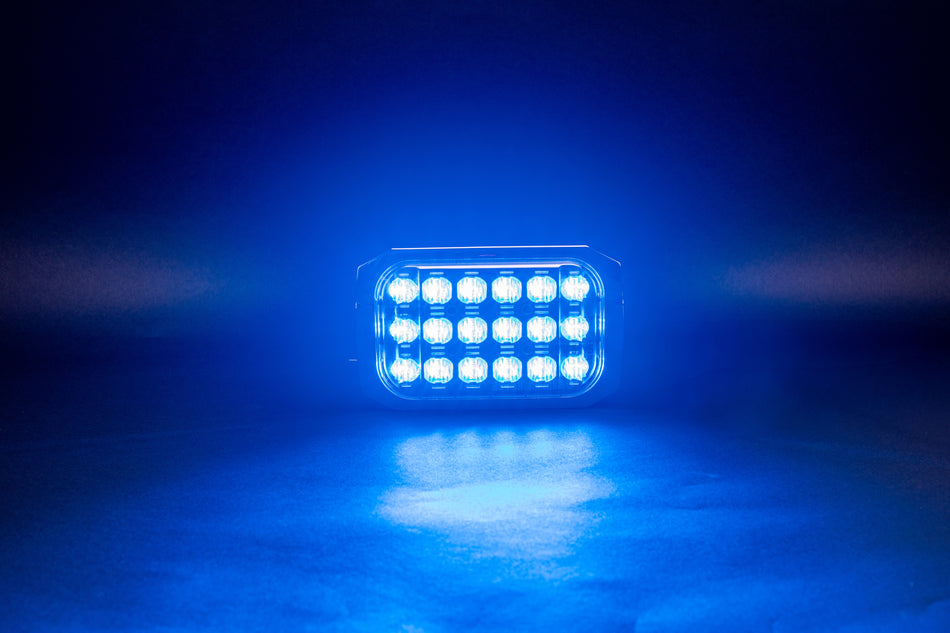 SafeAll 6x4 Red/ Blue warning light with chrome bezel included