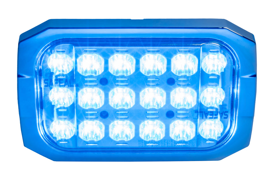 SafeAll 6x4 Red/ Blue warning light with chrome bezel included