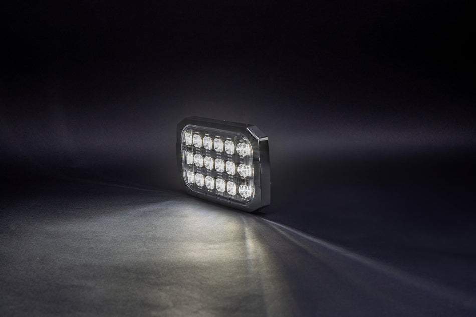 SafeAll 6x4 Amber/ White warning light with chrome bezel included