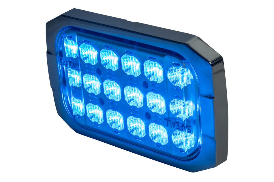 SafeAll 6x4 Blue/ White warning light with chrome bezel included