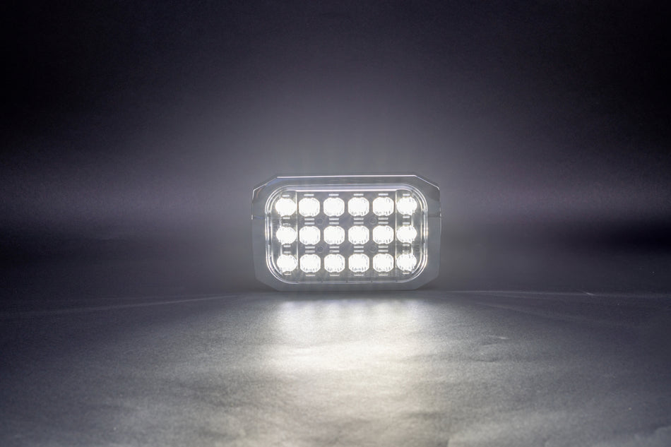 SafeAll 6x4 Blue/ White warning light with chrome bezel included