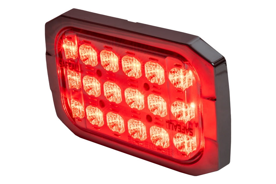 SafeAll 6x4 Red/ White warning light with chrome bezel included