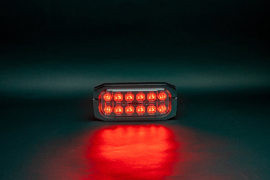 SafeAll 7x3 Red/ Amber warning light with chrome bezel included