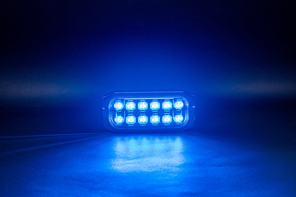 SafeAll 7x3 Red/ Blue warning light with chrome bezel included