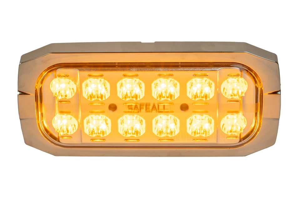 SafeAll 7x3 Amber/ White warning light with chrome bezel included