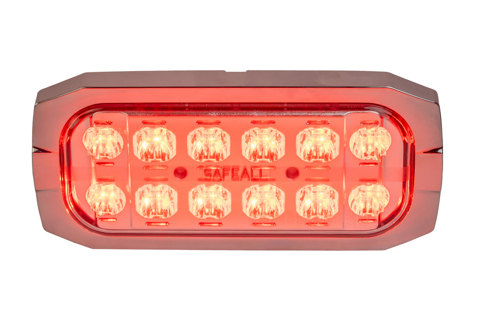 SafeAll 7x3 Red/ White warning light with chrome bezel included