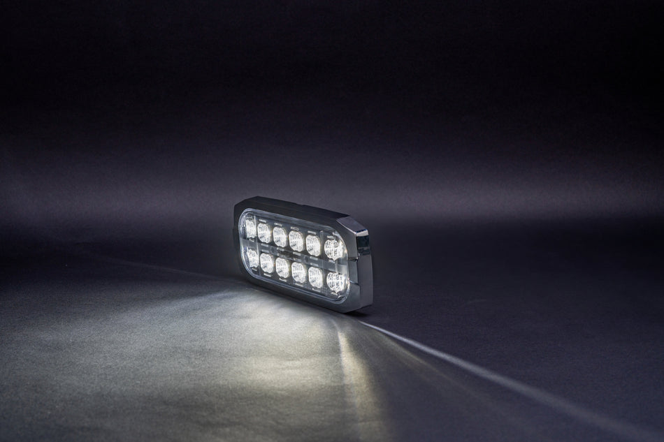 SafeAll 7x3 Red/ White warning light with chrome bezel included