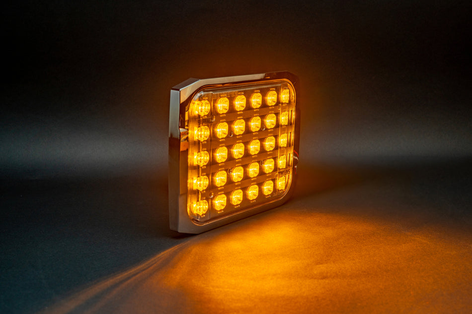 SafeAll 9x7 Red/ Amber warning light with chrome bezel included