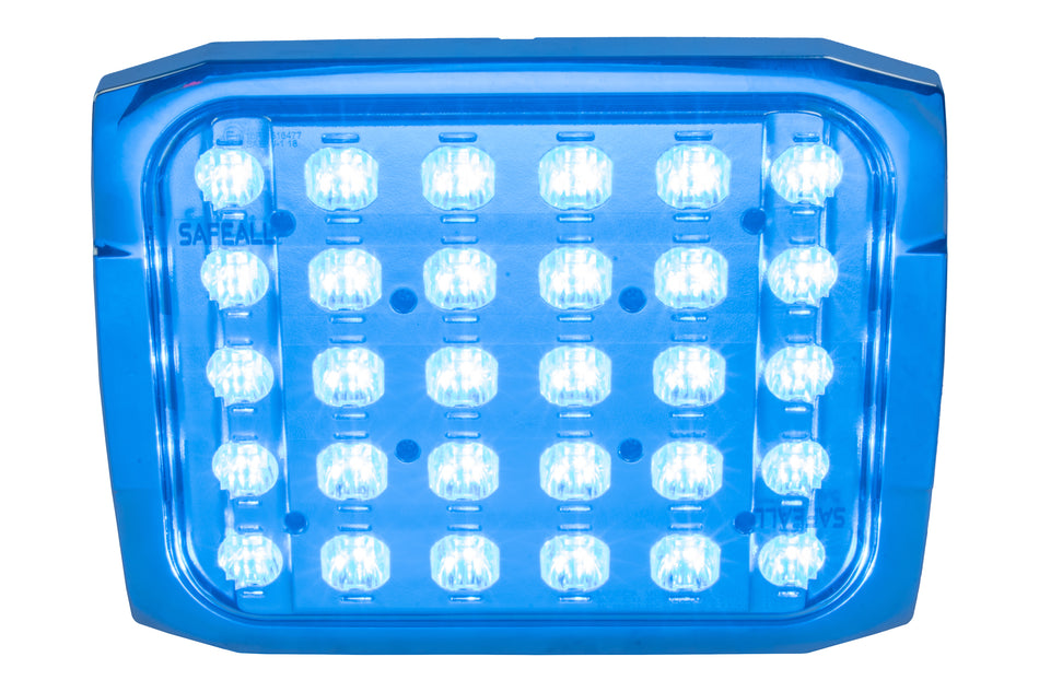 SafeAll 9x7 Blue/ White warning light with chrome bezel included