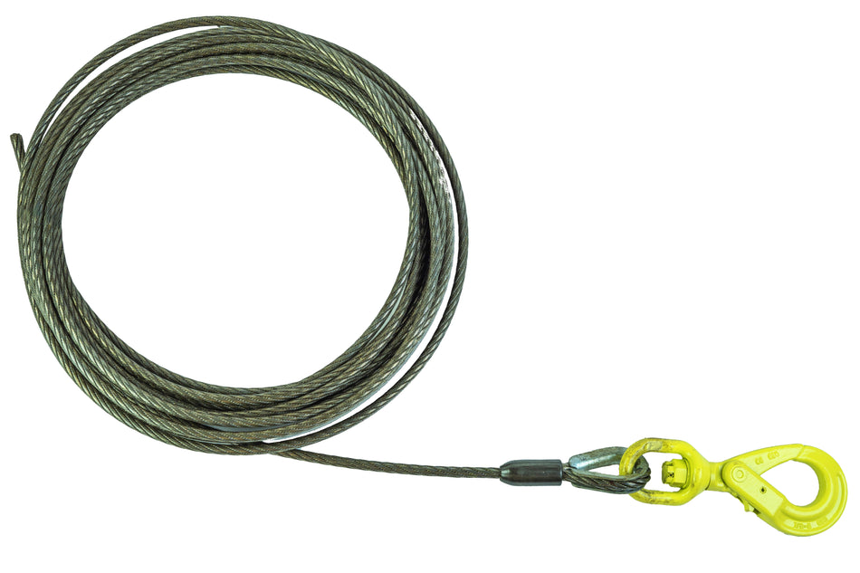 Winch Cable with Locking Swivel Hook - Swaged - 3/8 x 50