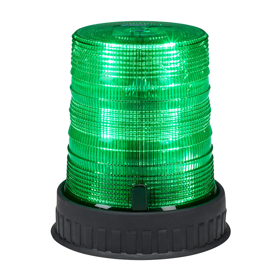 Spire 100 LED Beacon - Rubber Mount, Tall, Green LEDs, Green Dome