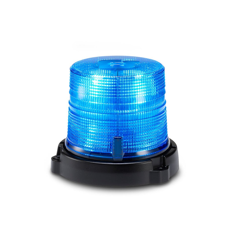 Spire 100 LED Beacon - Polycarbonate Permanent/1-inch Pipe Mount, Short, Blue LEDs, Blue Dome