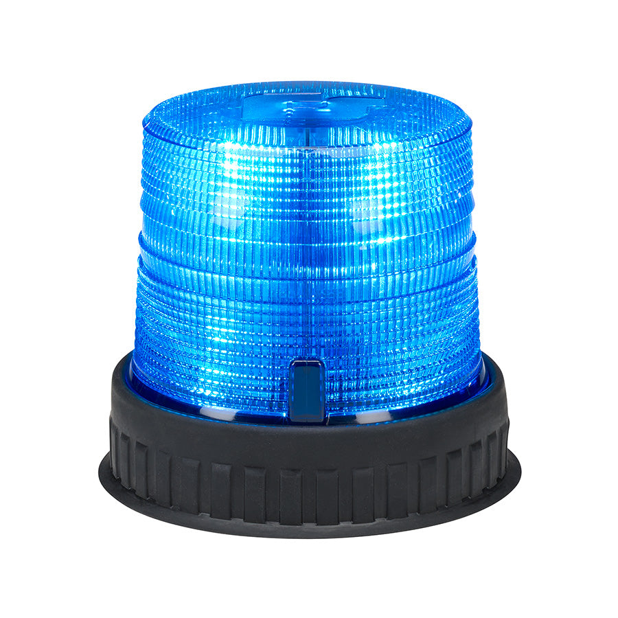 Spire 100 LED Beacon - Rubber Mount, Short, Blue LEDs, Blue Dome