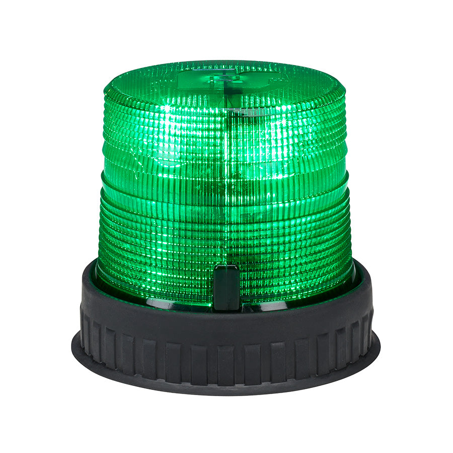 Spire 100 LED Beacon - Rubber Mount, Short, Green LEDs, Green Dome