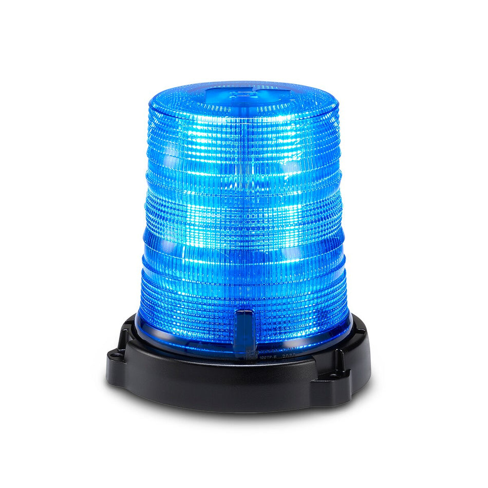 Spire 100 LED Beacon - Diecast Permanent/1-inch Pipe Mount, Tall, Blue LEDs, Blue Dome