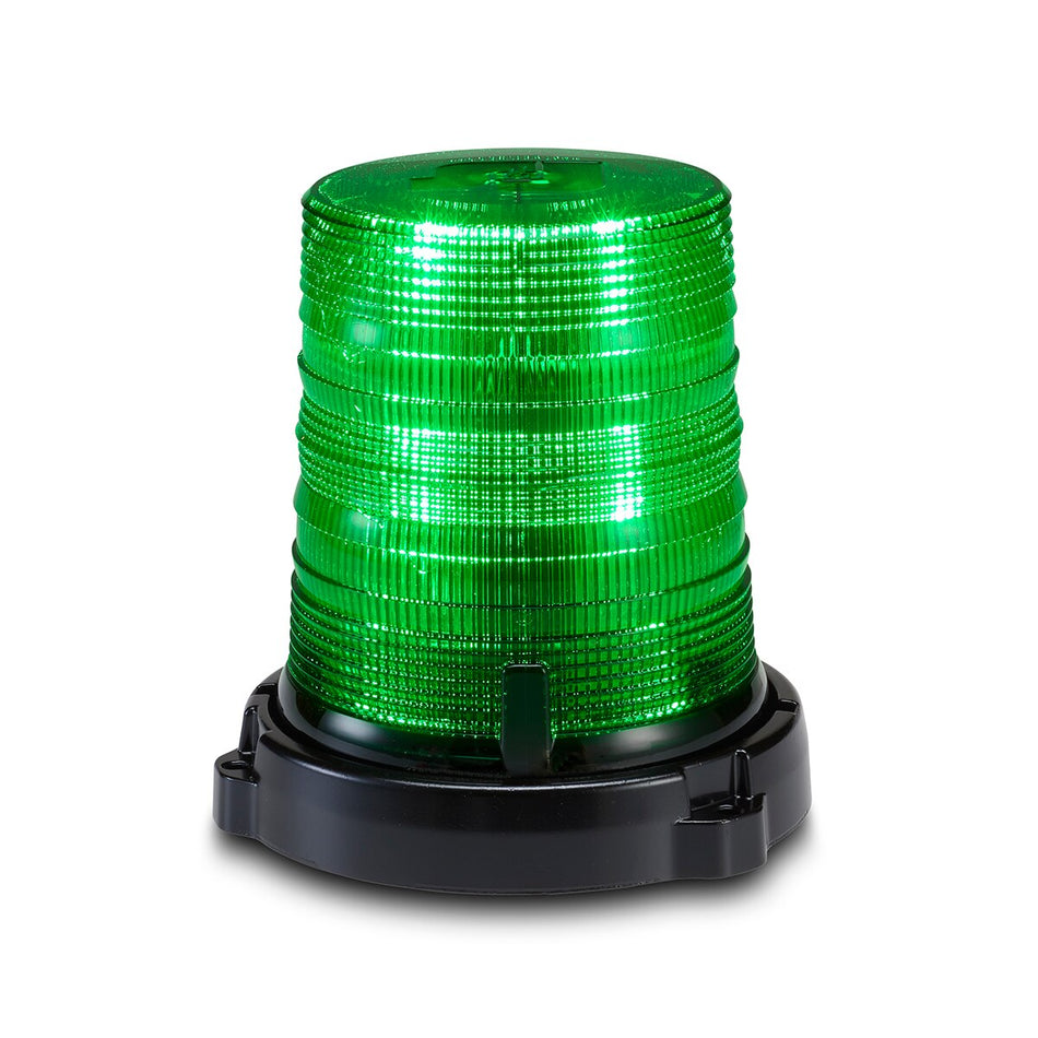 Spire 100 LED Beacon - Diecast Permanent/1-inch Pipe Mount, Tall, Green LEDs, Green Dome