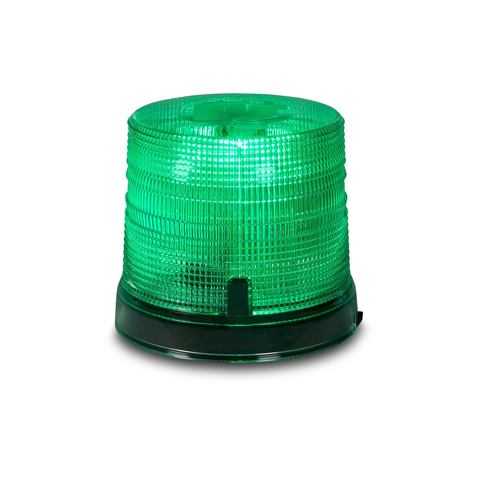 Spire 200 LED Beacon - 1-inch Pipe Mount, Single-color, Short, Green LEDs, Green Dome