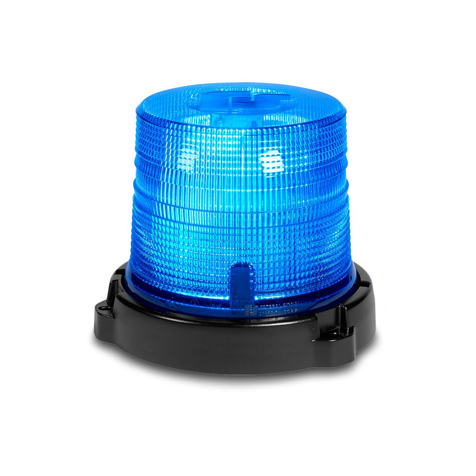 Spire 200 LED Beacon - Diecast Permanent/1-inch Pipe Mount, Single-color, Short, Blue LEDs, Blue Dome