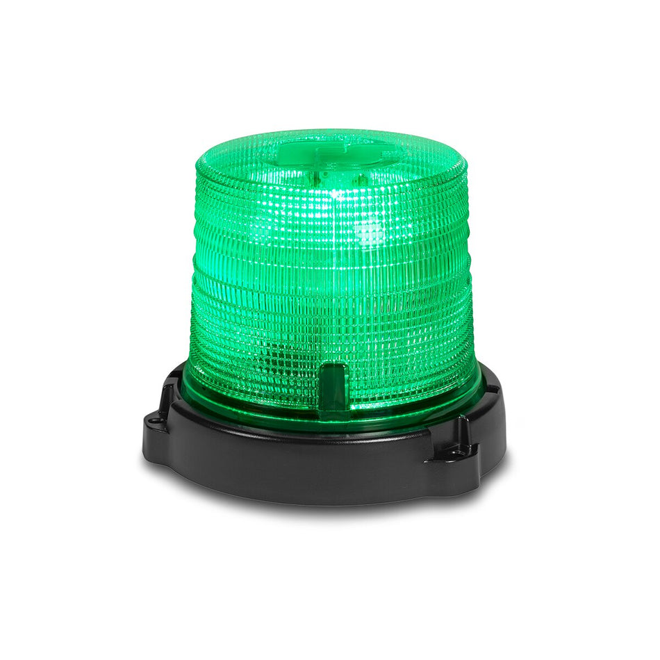 Spire 200 LED Beacon - Polycarbonate Permanent/1-inch Pipe Mount, Single-color, Short, Green LEDs, Green Dome