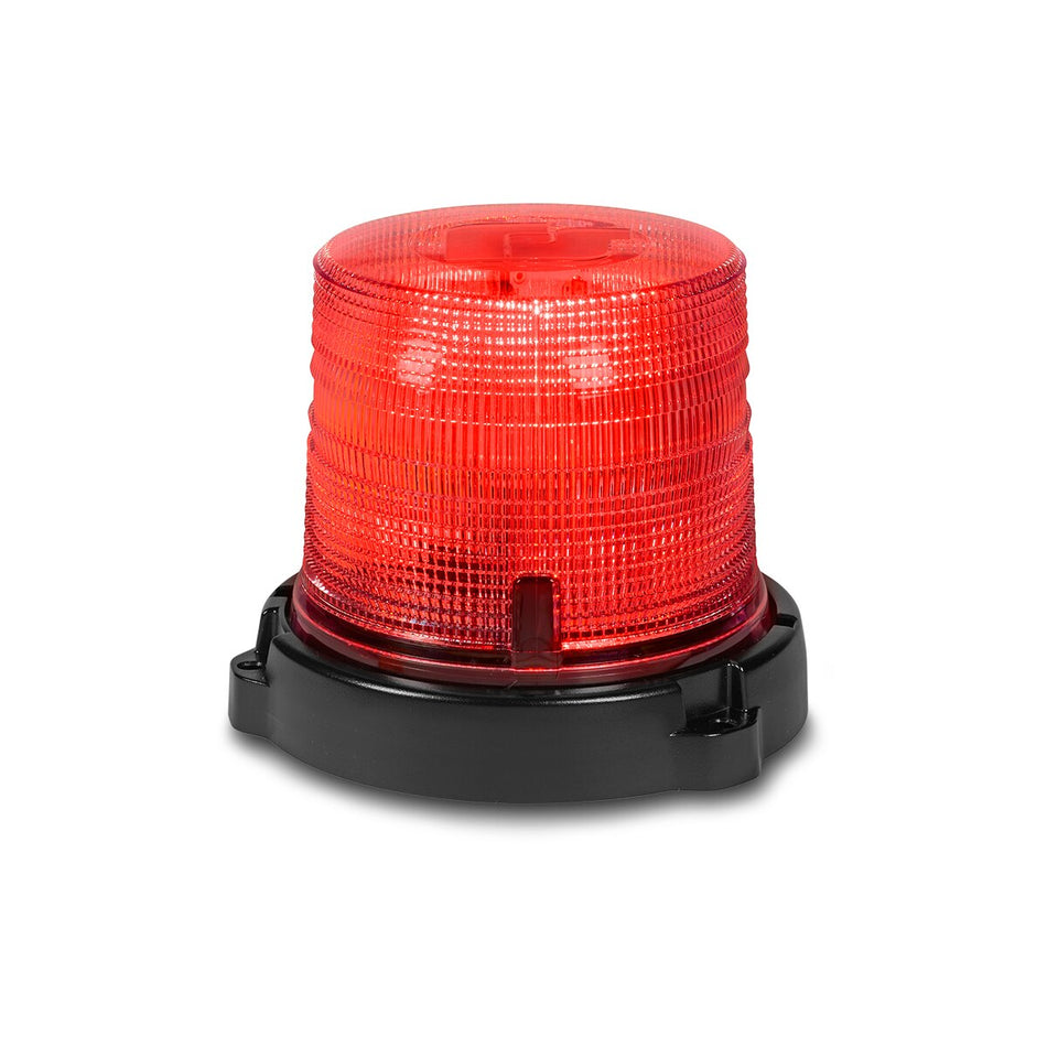 Spire 200 LED Beacon - Diecast Permanent/1-inch Pipe Mount, Single-color, Short, Red LEDs, Red Dome