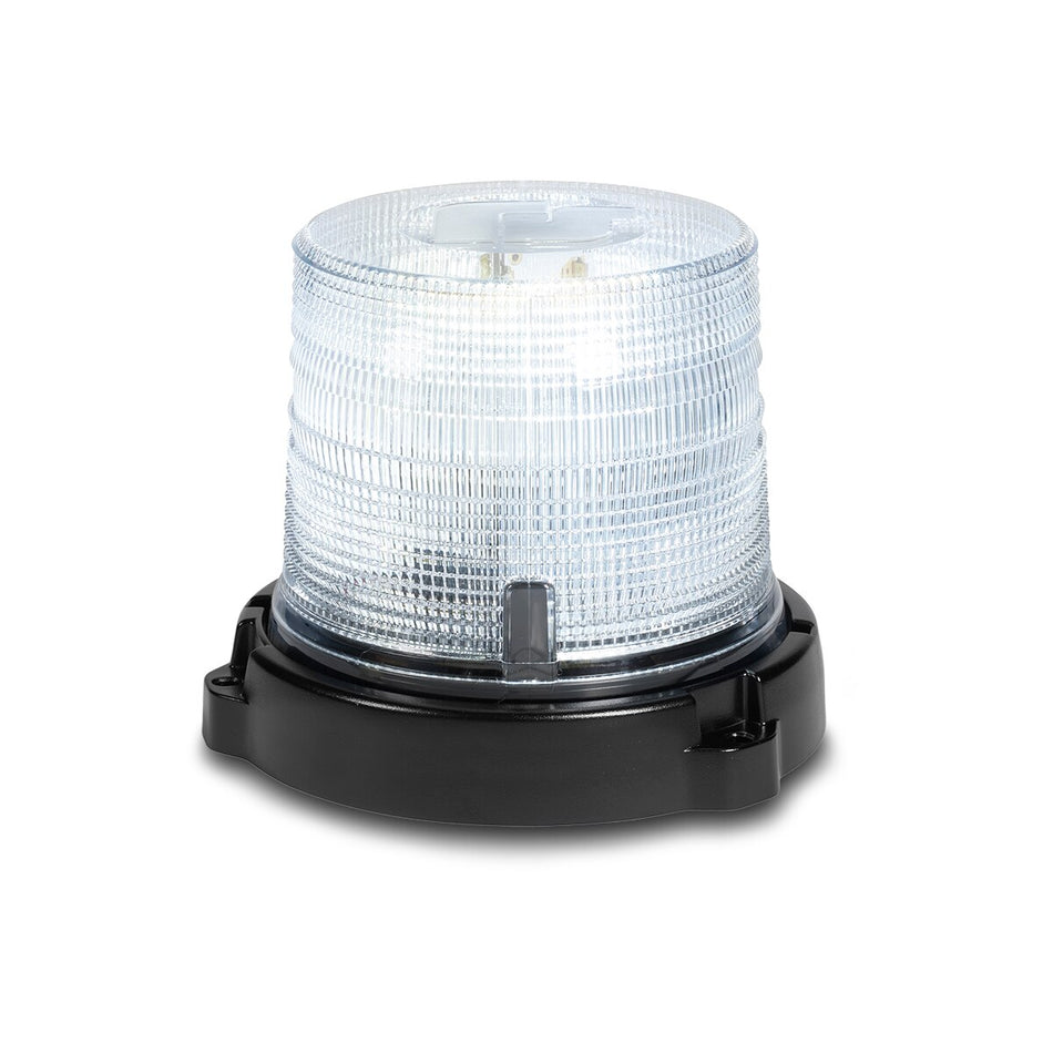 Spire 200 LED Beacon - Diecast Permanent/1-inch Pipe Mount, Single-color, Short, White LEDs, Clear Dome
