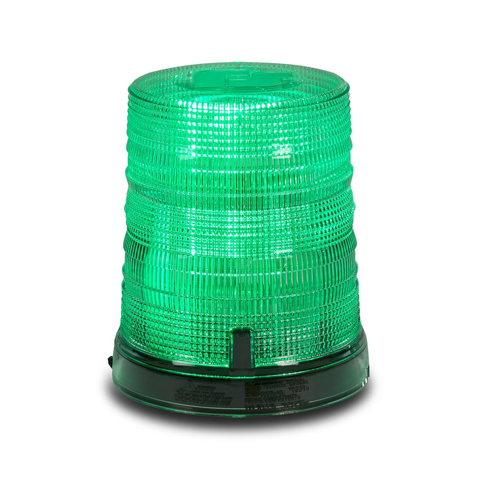Spire 200 LED Beacon - 1-inch Pipe Mount, Single-color, Tall, Green LEDs, Green Dome