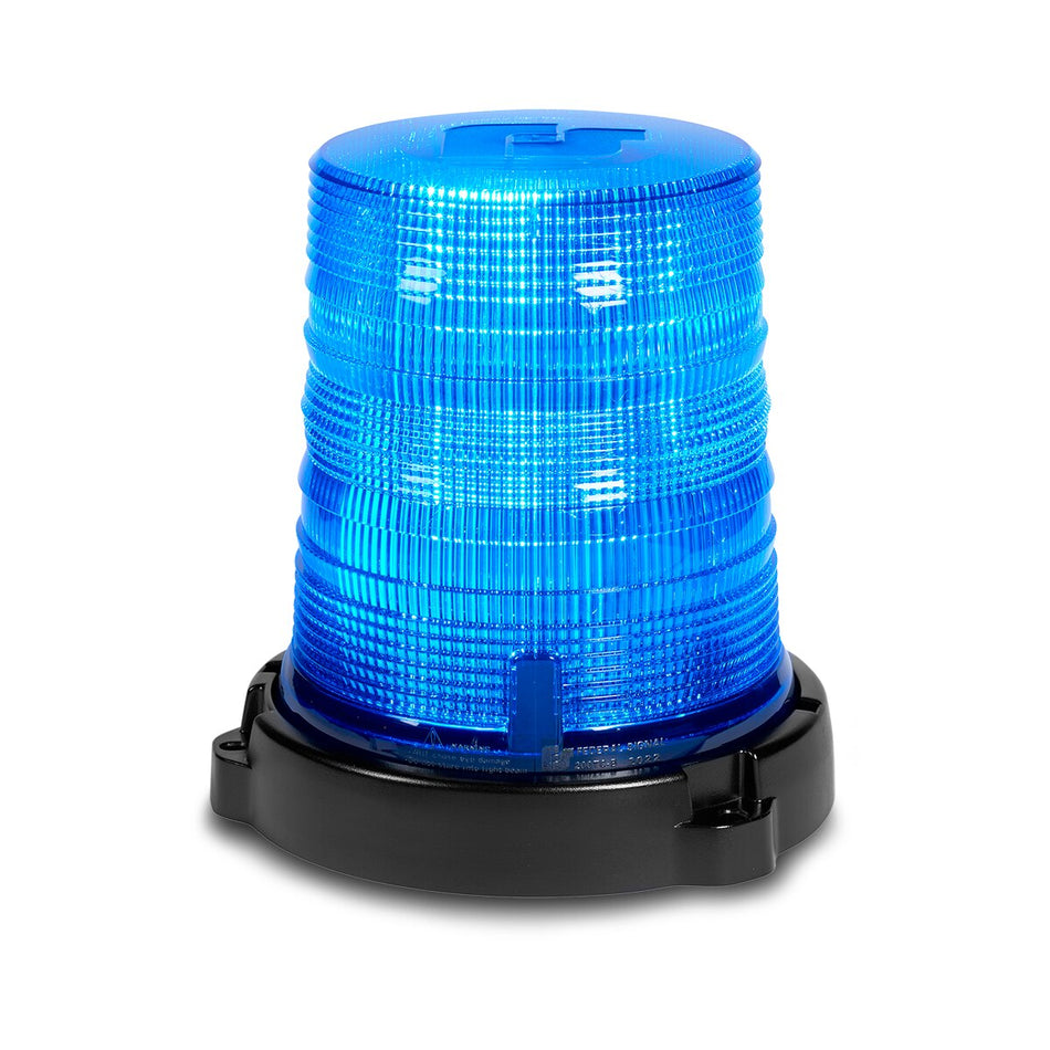 Spire 200 LED Beacon - Diecast Permanent/1-inch Pipe Mount, Single-color, Tall, Blue LEDs, Blue Dome
