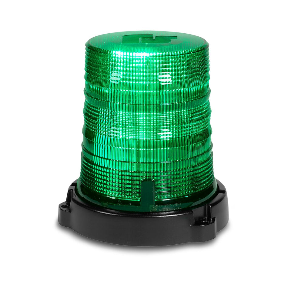 Spire 200 LED Beacon - Diecast Permanent/1-inch Pipe Mount, Single-color, Tall, Green LEDs, Green Dome