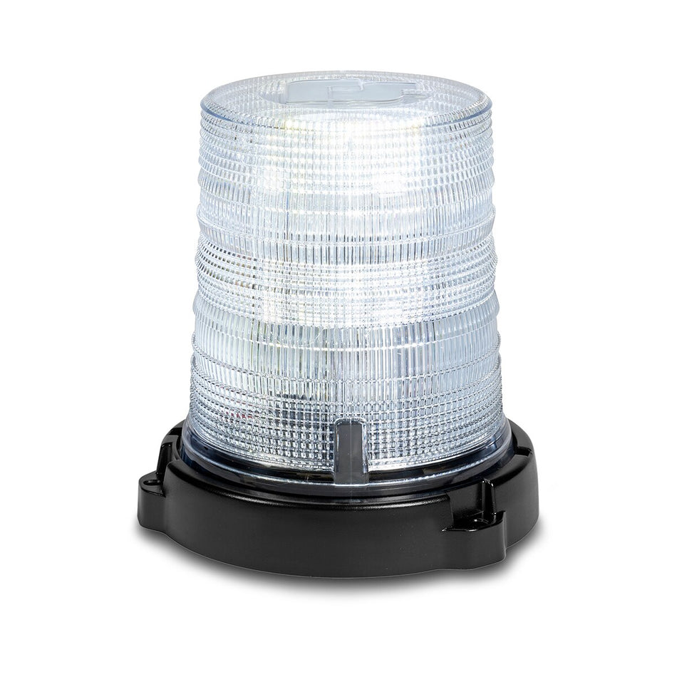 Spire 200 LED Beacon - Polycarbonate Permanent/1-inch Pipe Mount, Single-color, Tall, White LEDs, Clear Dome
