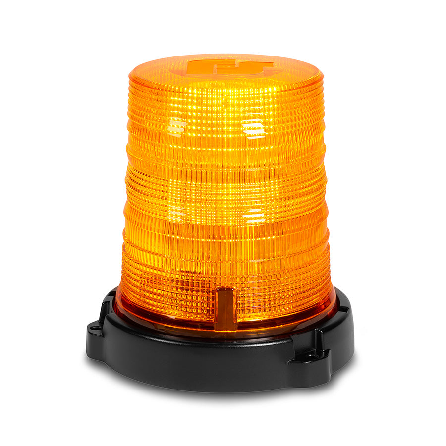 Spire 200 LED Beacon - Diecast Permanent/1-inch Pipe Mount, Single-color, Tall, Amber LEDs, Amber Dome, Dust Cover