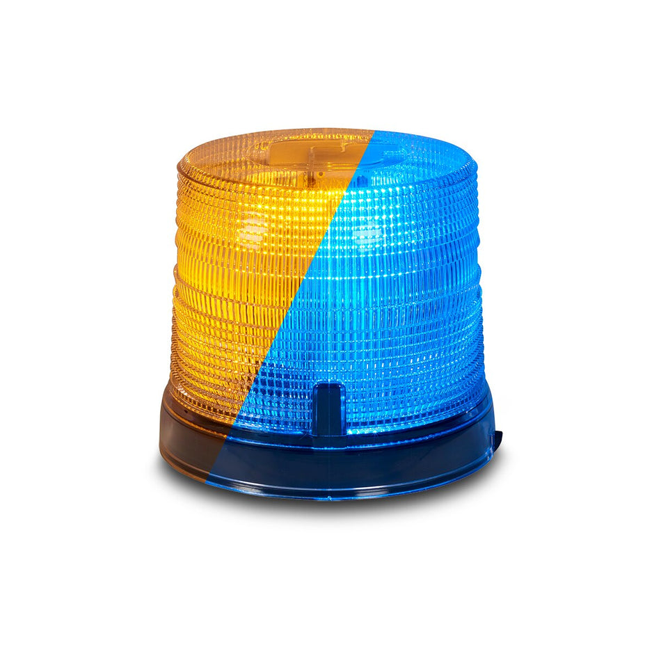 Spire 200 LED Beacon - 1-inch Pipe Mount, Dual-color, Short, Amber/Blue LEDs, Clear Dome