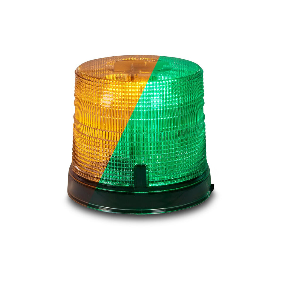Spire 200 LED Beacon - 1-inch Pipe Mount, Dual-color, Short, Amber/Green LEDs, Clear Dome