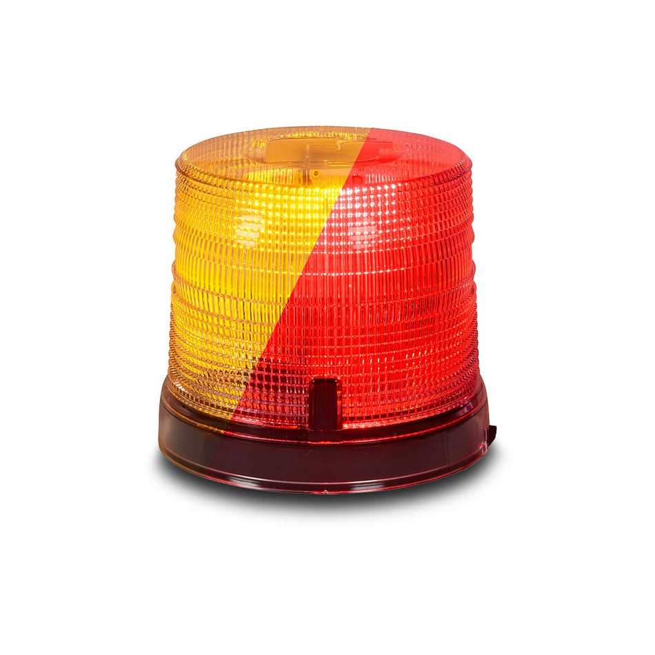 Spire 200 LED Beacon - 1-inch Pipe Mount, Dual-color, Short, Amber/Red LEDs, Clear Dome