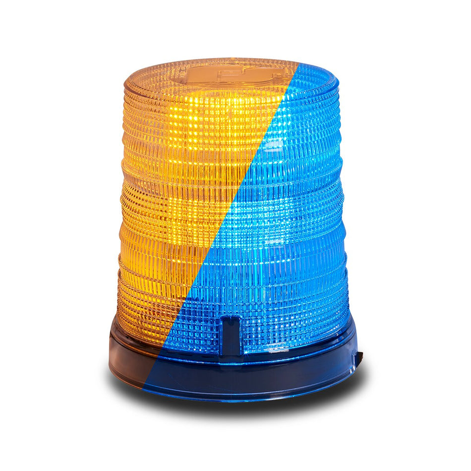 Spire 200 LED Beacon - 1-inch Pipe Mount, Dual-color, Tall, Amber/Blue LEDs, Clear Dome