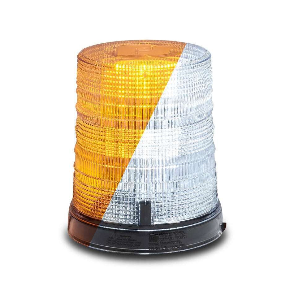 Spire 200 LED Beacon - 1-inch Pipe Mount, Dual-color, Tall, Amber/White LEDs, Clear Dome